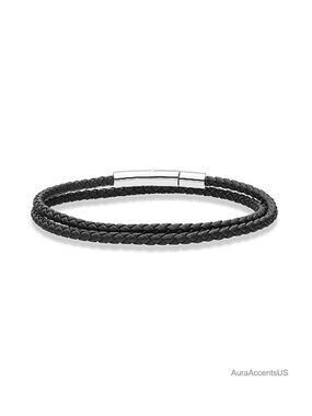 Genuine Italian Leather Double Wrap Bracelet Stainless Steel Clasp